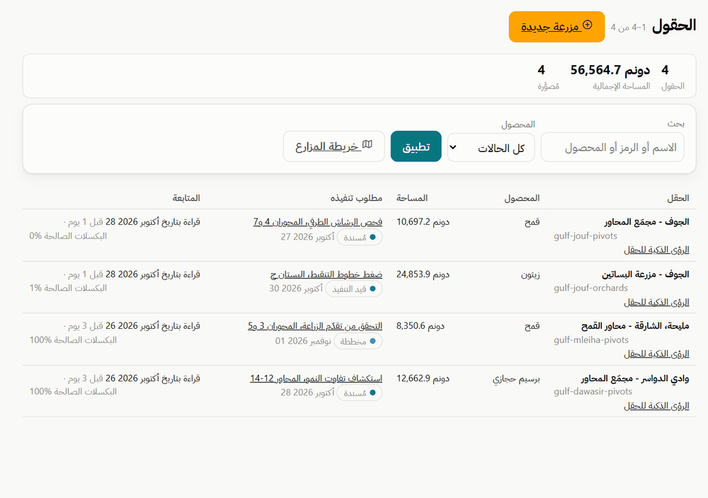 صورة من تطبيق مثمر لمتابعة المحاصيل: حقولك وكل تفاصيلها في مكان واحد